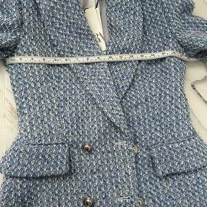 Veste Zara Tweed à Franges Effilochées - Style Fantasy Navy - Taille S (8) - Neuf Avec étiquettes